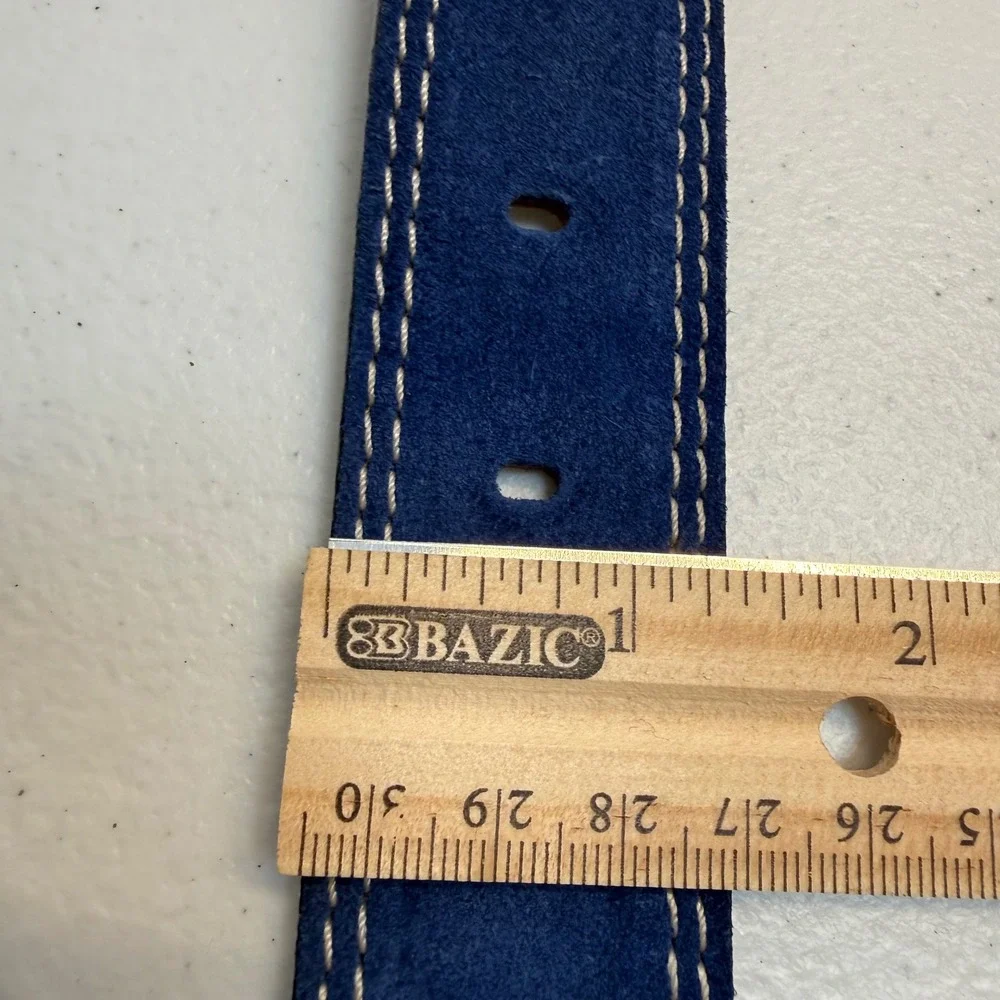 Donald J. Pliner Made in Italy Franco Royal Blue Suede Leather Belt Size L 44